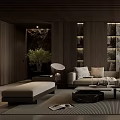 Modern Living Room Interior Design With Wooden Ceiling Marble Wall Panel Sofa And Coffee Table