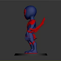 Blue Red Spider Man Figure With Detailed Logo And Posable Arms On Black Base