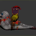 Cute Festive Seal Game Character with Red Scarf Gift Box Yellow Scroll and Bells