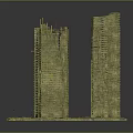 Detailed Cartoon City Scene Featuring Brick Buildings And Tall Towers Model