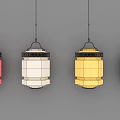 Colorful Traditional Hanging Lanterns in Red White Yellow Green for Decorative Use