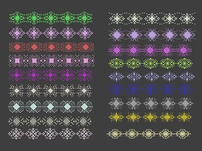 Colorful Geometric Pattern Borders With Repeating Designs On Dark Background 3d model
