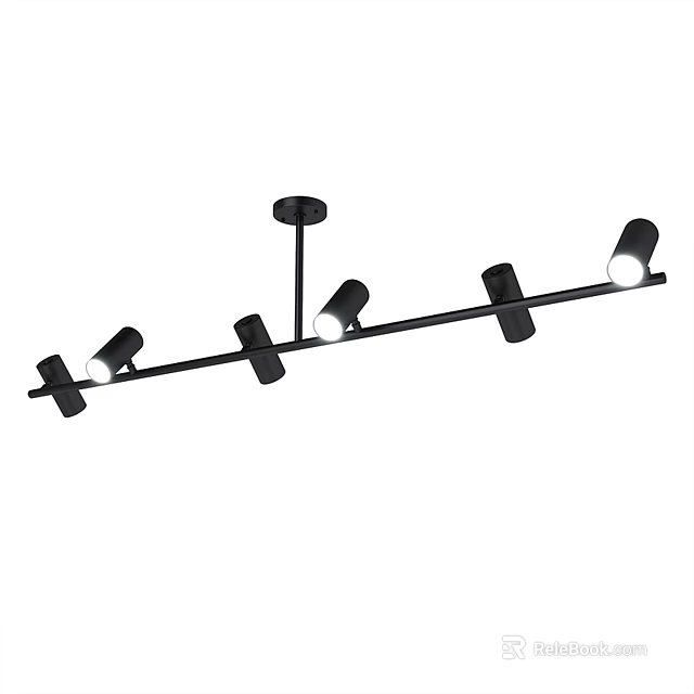 Black Modern LED Track Spotlights With Adjustable Heads Ceiling Lighting Fixture 3d model