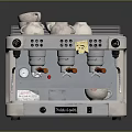 Stainless Steel Professional Espresso Machine With Control Knobs And Quality Cups 3d model