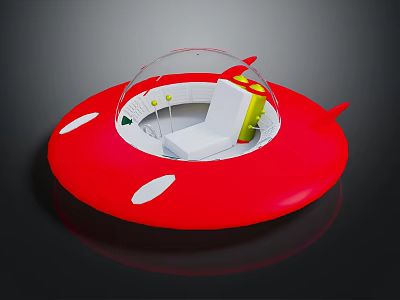 Red Ladybug Inspired Cabin With White Spots Transparent Dome And Passenger Seat 3d model