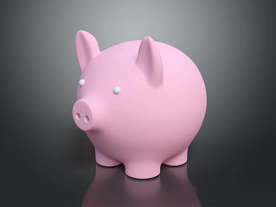 Cute Pink Piggy Bank Decorative Ornament For Home Decor With Smooth Surface And Dark Background 3d model