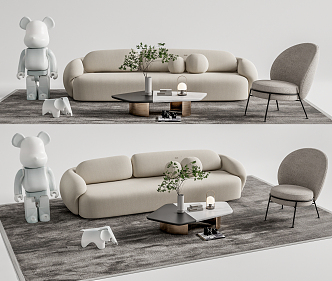 Quiet Sofa Tea Table Combination Sofa Coffee Table 3d model