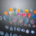 Colorful Hanging Decorations With Star Balloon And Heart Shapes For Kids Room