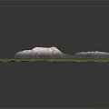 3D Mountain Terrain Model With Green Base White Peaks And Gray Slopes