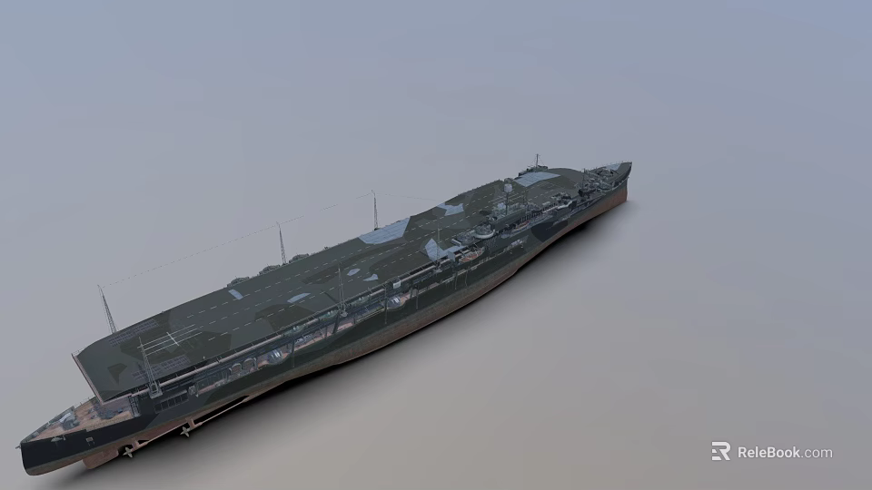 Modern Naval Aircraft Carrier Warship With Large Flight Deck And Island Structure 3d model 