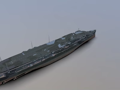Modern Naval Aircraft Carrier Warship With Large Flight Deck And Island Structure 3d model