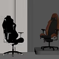 Modern Ergonomic Office Chairs In Black And Brown Leather For Design Studio
