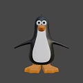 Cute Black and White Penguin Character with Orange Feet for Game Movie Roles
