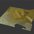3D Model Of Terrain With Stone Structures And Textured Ground