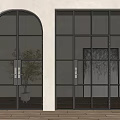 Arched and Square Glass Doors With Black Frames in Modern Interior 3d model