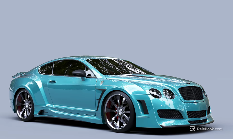 Luxury Blue Bentley Sports Car With Sleek Exterior Design And Shiny Alloy Wheels 3d model 
