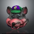Cartoon Animal Character Head Wearing Purple Green Cap With Yellow G Letter