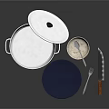 Essential Kitchen Living Supplies Including Stainless Steel Pot Plate Small Bowl Knife Fork And Spoon