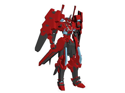 Futuristic Sci-Fi Red Armored Mech Robot With Giant Battle Exoskeleton Design 3d model