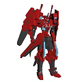 Futuristic Sci-Fi Red Armored Mech Robot With Giant Battle Exoskeleton Design