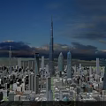Aerial View Planning of Modern City with Skyscrapers and Urban Layout