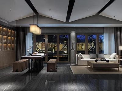 Modern Bright Office Interior Design With Wooden Desk Comfortable Chair And Pendant Light 3d model