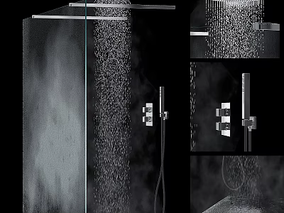 Modern Rainfall Shower Head System With Handheld Sprayer And High Pressure Water Flow 3d model