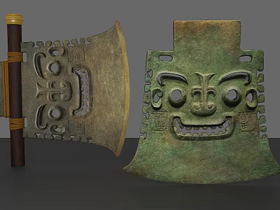 Traditional Bronze Decorative Ornament Set With Carved Symmetrical Patterns For Home Decor 3d model