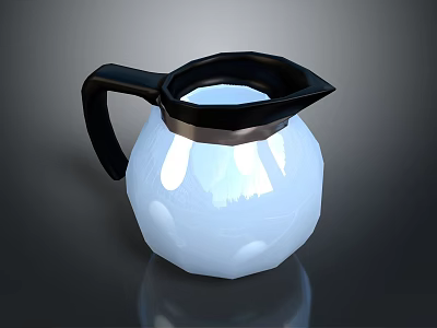 Modern White Tea Pot with Black Handle and Reflective Glossy Ceramic Surface 3d model