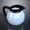 Modern White Tea Pot with Black Handle and Reflective Glossy Ceramic Surface 3d model