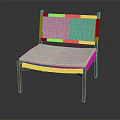 Stylish Leisure Chair With Rattan Backrest White Padded Seat And Wooden Frame