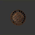 Brown Woven Basket With Cylindrical Design And Striped Structure For Household Storage Use