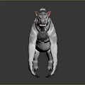 White Creature With Red Accents And Back Mechanical Gear For Character Companion