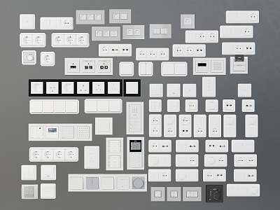 Modern switch socket combination single-open double-open three-open multi-open network socket air conditioning screen display switch type switch socket 3d model