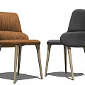 Stylish Modern Brown and Black Leather Dining Chairs With Gold Metal Legs