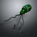 Sci Fi Green Mechanical Creature With Tentacles And Glowing Green Light 3d model