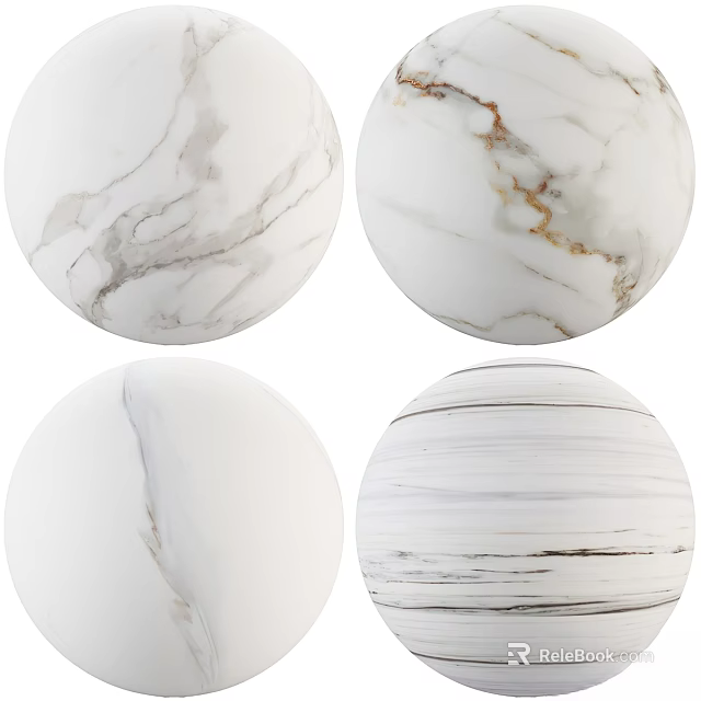 White Marble Sphere Components With Various Natural Textured Patterns 3d model