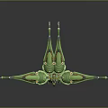 Detailed Green Sci Fi Mecha Creature With Multiple Heads And Extended Wings 3d model