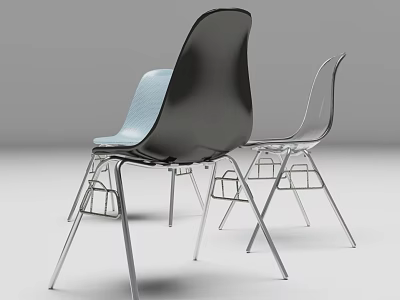 Sleek Leisure Chairs In Black Blue With Metal Legs Modern Design For Home Use 3d model