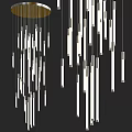 Modern Linear Chandelier Design With Black White And Gold Hanging Pendant Rods