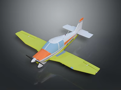 Colorful Toy Airplane With Yellow Wings White Body Orange Nose And Propeller 3d model