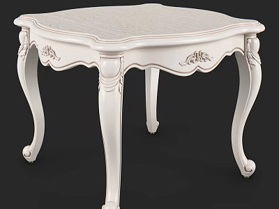 White Ornate Coffee Table With Carved Details And Curved Legs For Living Room Decor 3d model