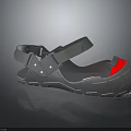Gray Casual Sandals With Adjustable Strap Red Toe Cap And Comfortable Sole Design 3d model