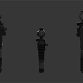 Three Modern Tactical Rifles With Scope Attachments And Military Design