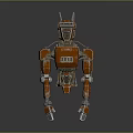 Detailed 3D Model Design of Red Metallic Robot Character With Mechanical Structure And Antennas