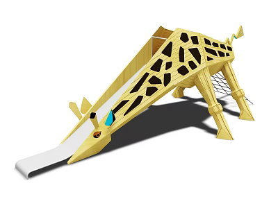 Giraffe Shaped Outdoor Playground Equipment With Slide And Net Climbing For Kids 3d model