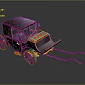 Vintage Horse Drawn Carriage With Black Body Red Accents And Wooden Wheels