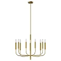 Modern Brass Chandelier with Multiple Slim Arms and Clear Bulbs for Interior Decor