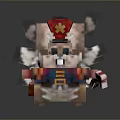 Pixel Style Character In Colorful Outfit With Red Hat Yellow Decoration And Brown Backpack