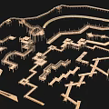 Detailed Intricate Geometric Architectural Model With Interconnected Wooden Paths And Platforms